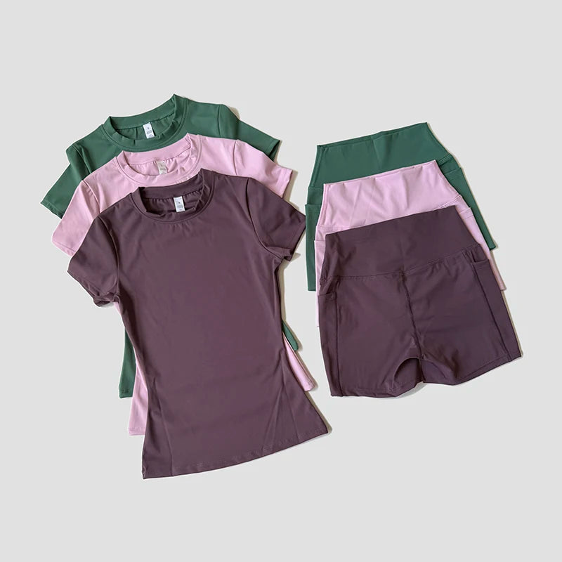 Women's Lycra T-shirt & Shorts Set
