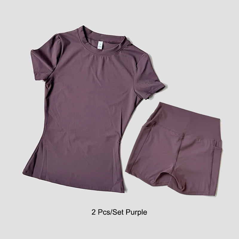 Women's Lycra T-shirt & Shorts Set